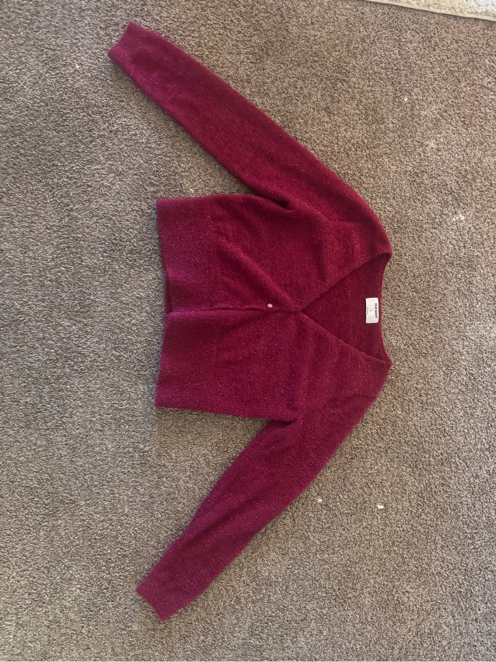 Old Navy Women’s Sparkle V-Neck Cardigan in Burgundy